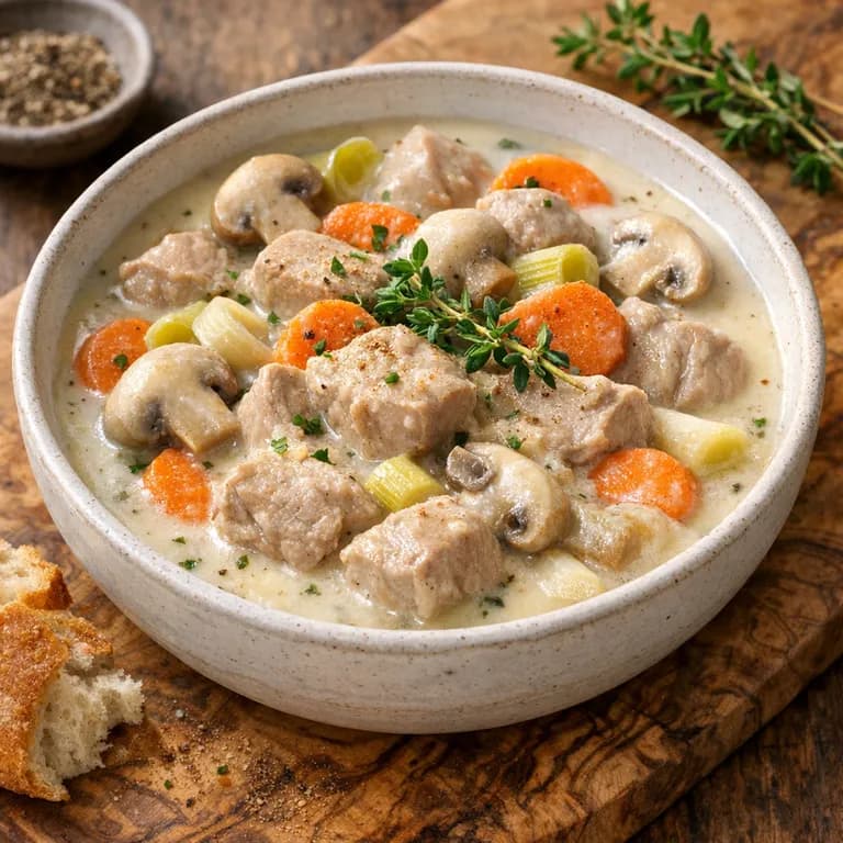 Blanquette de veau, French veal stew in white sauce
