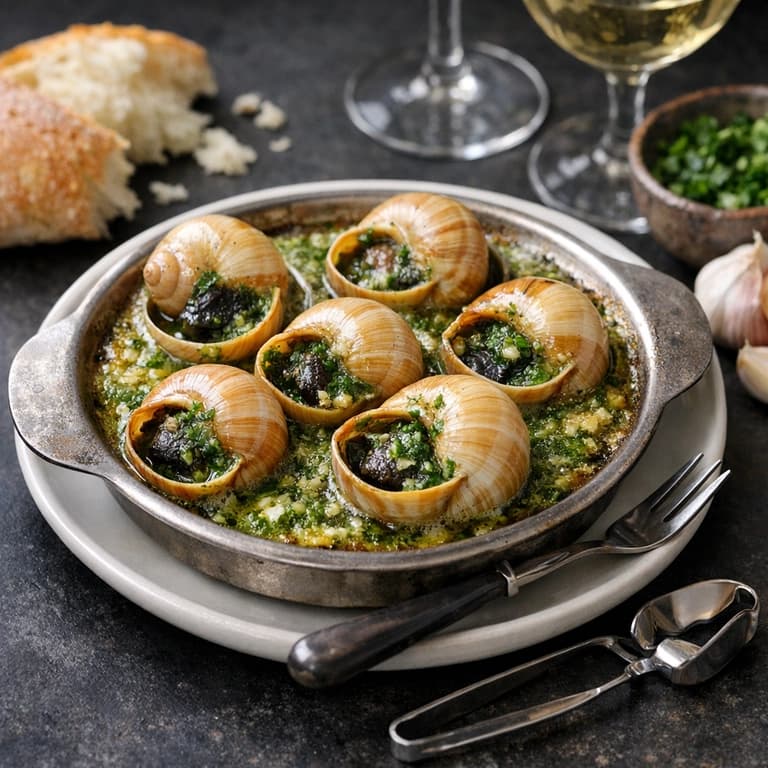 Escargots de Bourgogne, snails in garlic parsley butter